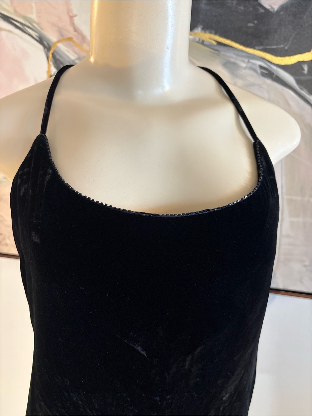 Black Velvet Spaghetti Strap Slip Dress